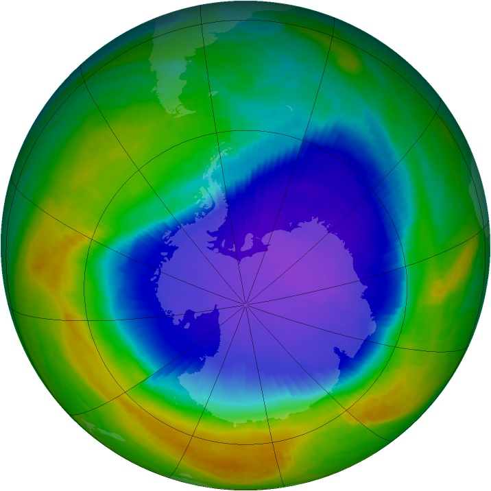 Antarctic ozone map for 25 October 1998
